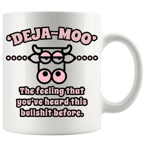 Deja Moo Mug Pink design for a funny rude mug