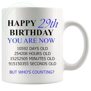 29th Birthday Novelty Gift Mug Blue Lettering