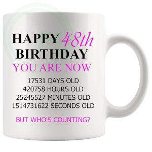 48th Birthday Novelty Gift Mug Pink Lettering