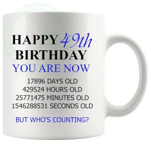 49th Birthday Novelty Gift Mug Blue Lettering
