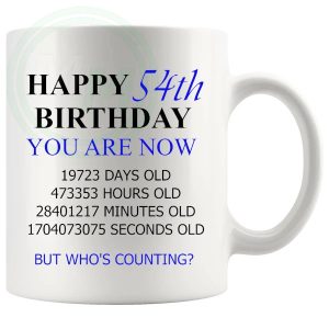 54th Birthday Novelty Gift Mug Blue Lettering