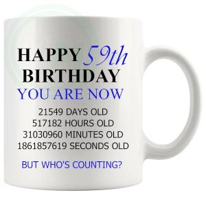 59th Birthday Novelty Gift Mug Blue Lettering