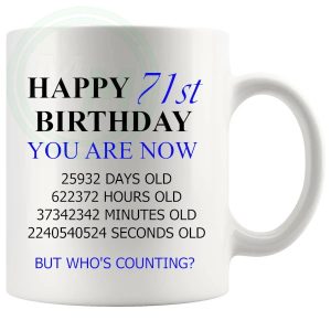71st Birthday Novelty Gift Mug Blue Lettering