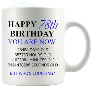 78th Birthday Novelty Gift Mug Blue Lettering