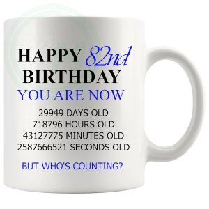 82nd Birthday Novelty Gift Mug Blue Lettering