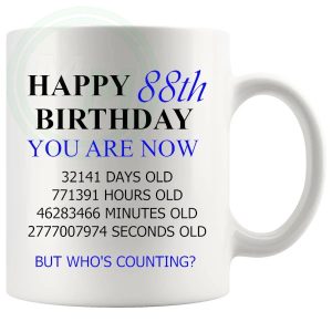 88th Birthday Novelty Gift Mug Blue Lettering