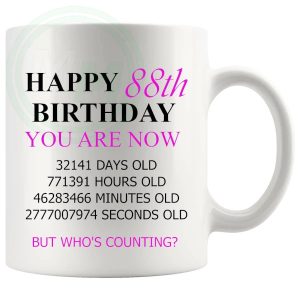 88th Birthday Novelty Gift Mug Pink Lettering