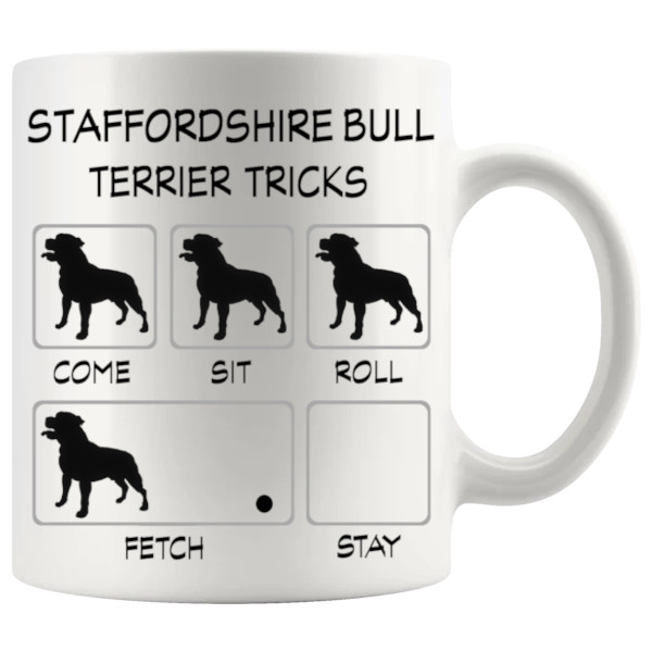 Staffordshire Bull Terrier Tricks Mug funny ceramic dog owner gift for Staffordshire Bull Terrier fans