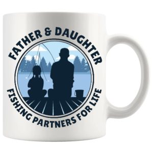 Father and daughter fishing partners for life mug gift for dad