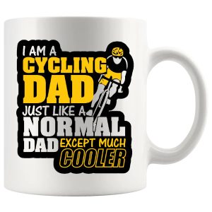I'm A Cycling Dad Mug yellow ceramic gift for cyclist fathers