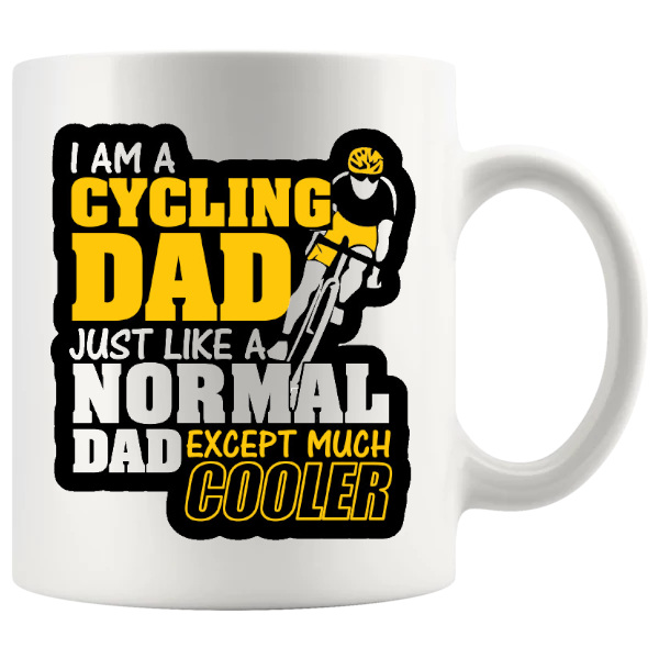 I'm A Cycling Dad Mug yellow ceramic gift for cyclist fathers