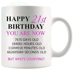 21st Birthday Novelty Gift Mug Pink Lettering