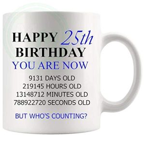 25th Birthday Novelty Gift Mug Blue Lettering