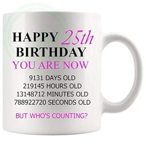 25th Birthday Novelty Gift Mug Pink Lettering