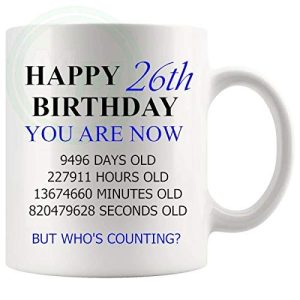 26th Birthday Novelty Gift Mug Blue Lettering