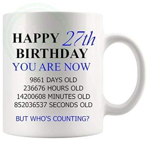 27th Birthday Novelty Gift Mug Blue Lettering