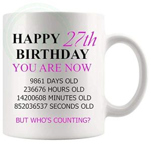 27th Birthday Novelty Gift Mug Pink Lettering