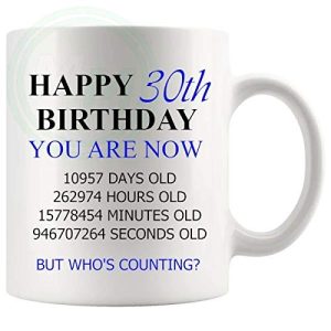 30th Birthday Novelty Gift Mug Blue Lettering