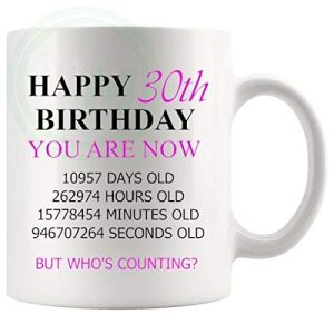 30th Birthday Novelty Gift Mug Pink Lettering