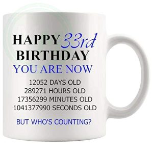 33rd Birthday Novelty Gift Mug Blue Lettering