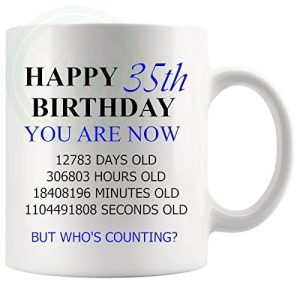 35th Birthday Novelty Gift Mug Blue Lettering