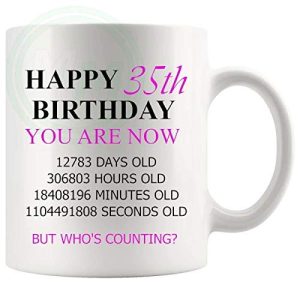 35th Birthday Novelty Gift Mug Pink Lettering