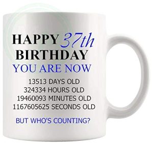 37th Birthday Novelty Gift Mug Blue Lettering