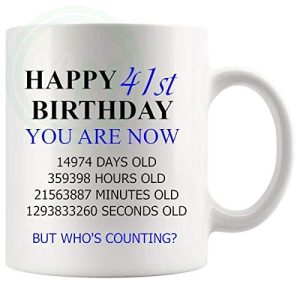 41st Birthday Novelty Gift Mug Blue Lettering