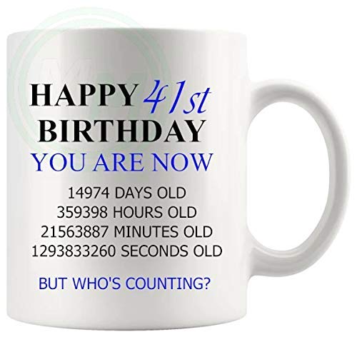 41st Birthday Novelty Gift Mug Blue Lettering B08BLRTBBZ