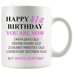 41st Birthday Novelty Gift Mug Pink Lettering