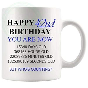 42nd Birthday Novelty Gift Mug Blue Lettering