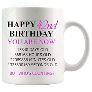 42nd Birthday Novelty Gift Mug Pink Lettering