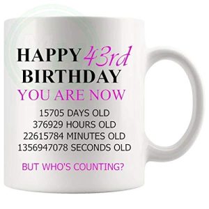 43rd Birthday Novelty Gift Mug Pink Lettering