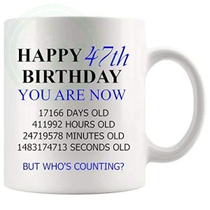 47th Birthday Novelty Gift Mug Blue Lettering