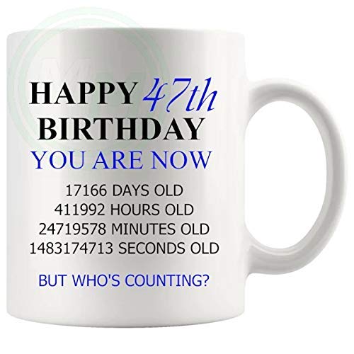 47th Birthday Novelty Gift Mug Blue Lettering B08BLQR9NK