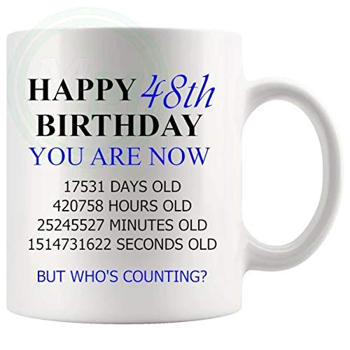 48th Birthday Novelty Gift Mug Blue Lettering B08BLR78V7