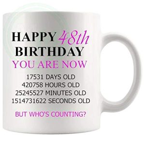 48th Birthday Novelty Gift Mug Pink Lettering