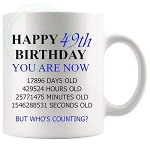 49th Birthday Novelty Gift Mug Blue Lettering