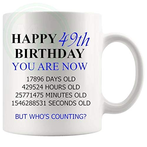 49th Birthday Novelty Gift Mug Blue Lettering B08BLSCPGB