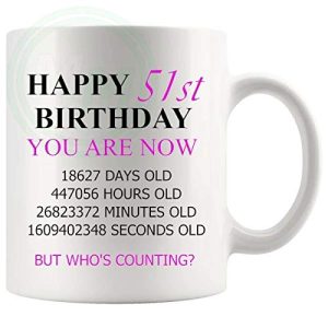 51st Birthday Novelty Gift Mug Pink Lettering