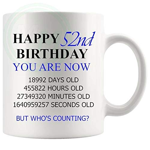 52nd Birthday Novelty Gift Mug Blue Lettering B08BLSLG26