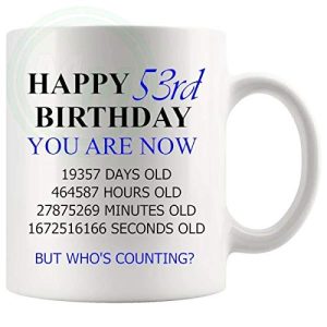 53rd Birthday Novelty Gift Mug Blue Lettering