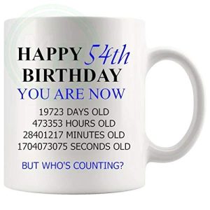 54th Birthday Novelty Gift Mug Blue Lettering