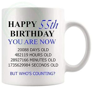 55th Birthday Novelty Gift Mug Blue Lettering