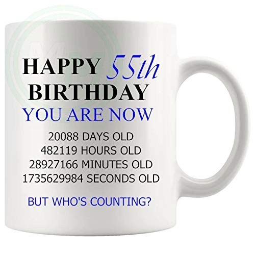 55th Birthday Novelty Gift Mug Blue Lettering B08BLTC5JM