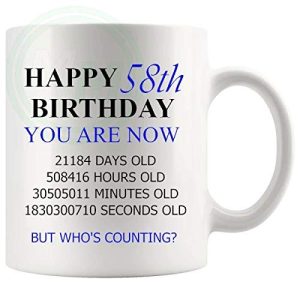 58th Birthday Novelty Gift Mug Blue Lettering