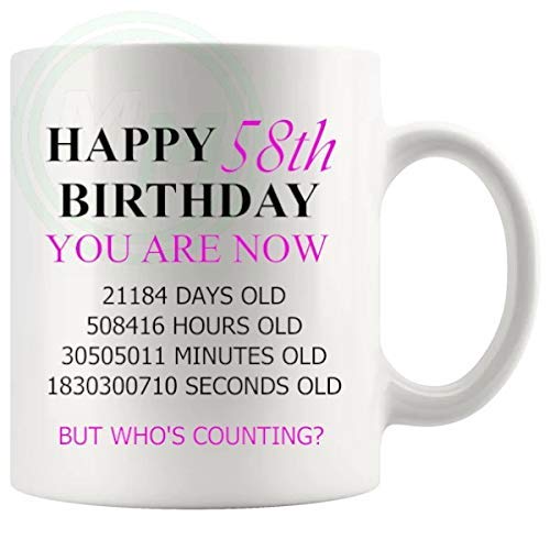58th Birthday Novelty Gift Mug Pink Lettering B08BLM33QQ