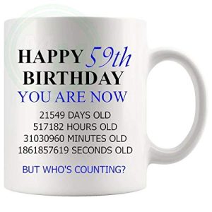 59th Birthday Novelty Gift Mug Blue Lettering