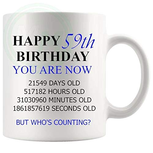59th Birthday Novelty Gift Mug Blue Lettering B08BLS6G3D