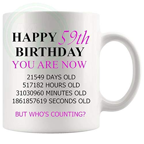 59th Birthday Novelty Gift Mug Pink Lettering B08BLNYTT6